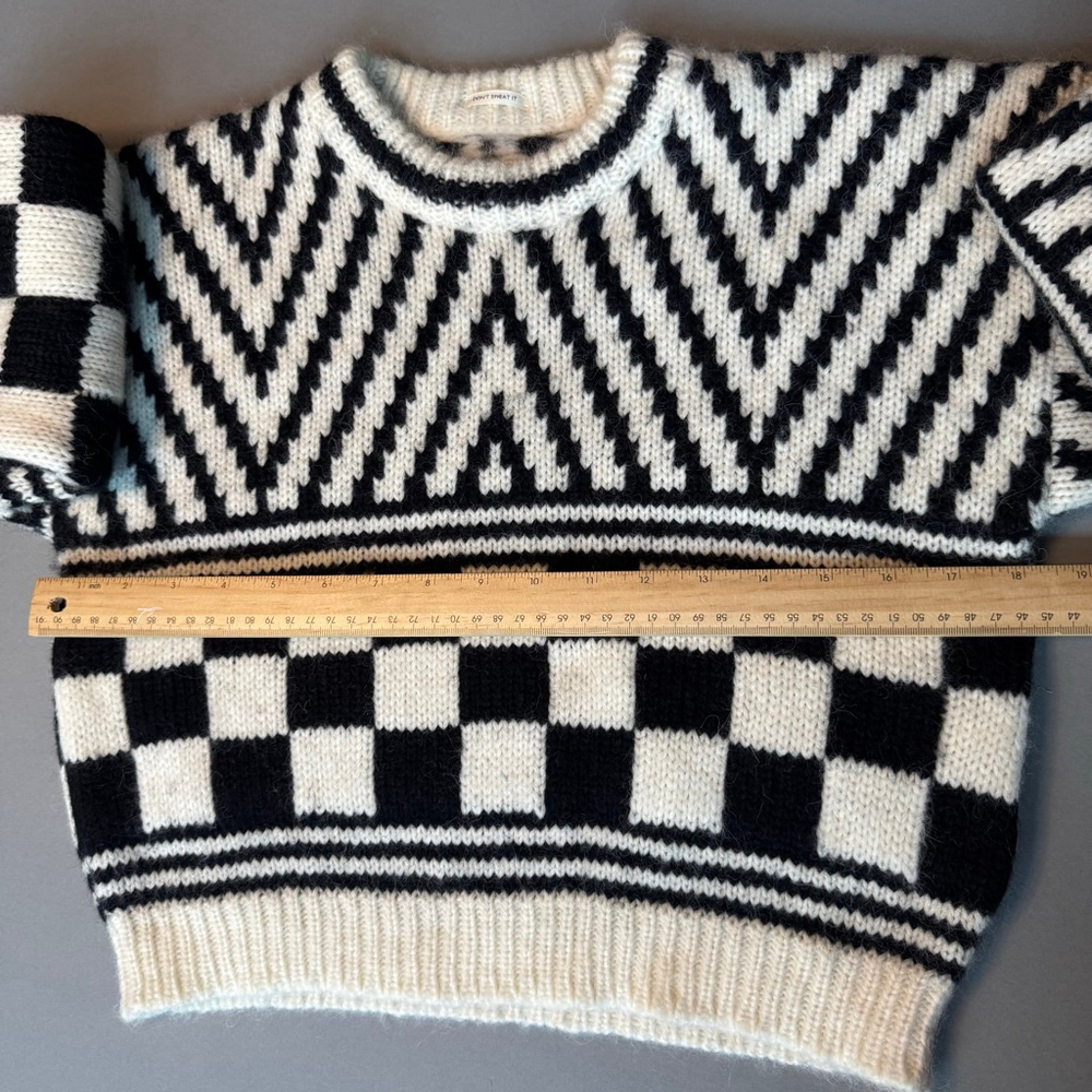 Mother The Itsy Crop Jumper Sweater Black White Alpaca S, NWOT - Picture 4 of 9